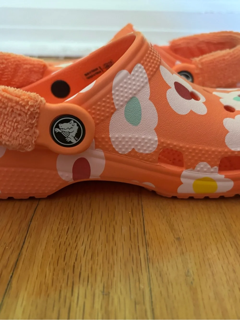 Kids Orange Floral Crocs Size 1